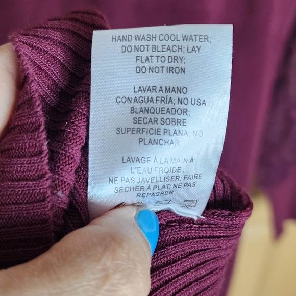 Lace Sleeve Ribbed Midi Dress Size XL - Wine Fall / winter plus size - Picture 14 of 16